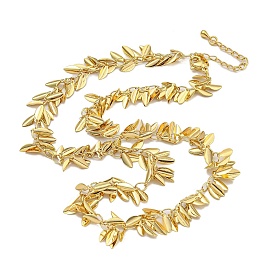 Rack Plating Brass Leaf Tassel Necklaces for Women, Cadmium Free & Lead Free, Long-Lasting Plated