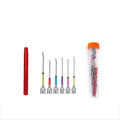 Stainless Steel DIY Embroidery Punch Needle Set, with 6 Style Replacement Needle