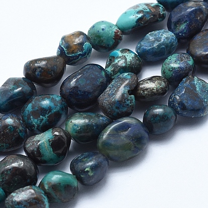 Natural Chrysocolla Bead Strands, Tumbled Stone, Nuggets