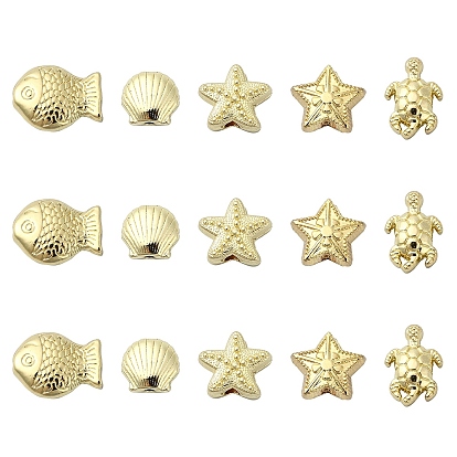 15шт 5 стили стойка покрытие сплав бусины, без кадмия и без свинца, разнообразные