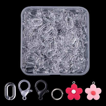 Flower Pendant Eyeglasses Holder, Face Mask Chains DIY Making Kit, Including Plastic Lobster Claw Clasps, Resin Pendants, Transparent Acrylic Linking Rings, Iron Jump Rings