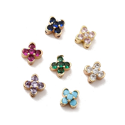Многожильные звенья из латуни с паве из кубического циркония, клевер, реальный 18 k позолоченный