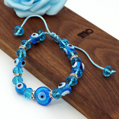 Summer Blue Eyes Jewelry Bracelet Hand Decoration Lake Blue Glass Beads Crystal Beads Woven Adjustable Bracelet