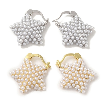 Латунные серьги обруча, с пластиковой бисера, долговечный, без свинца и без кадмия