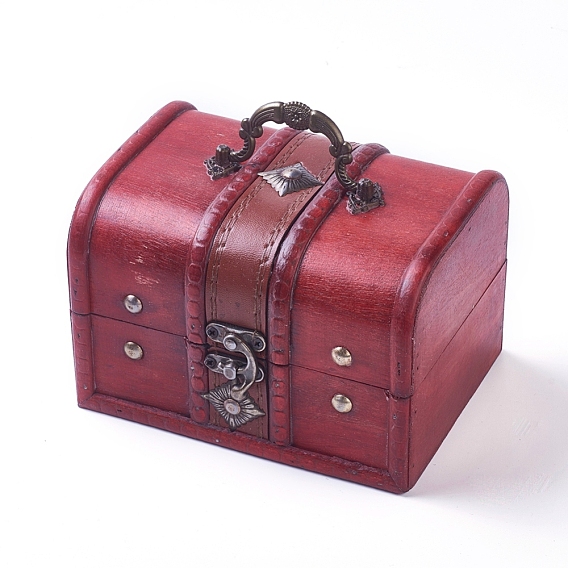 Wood Jewelry Box, with Front Clasp, for Arts Hobbies and Home Storage, Rectangle