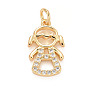 Eco-Friendly Brass Micro Pave Cubic Zirconia Pendants, with Jump Ring, Long-Lasting Plated, Lead Free & Cadmium Free, Girl