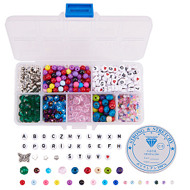 SUNNYCLUE DIY Bracelet Making, with Acrylic Beads, Glass Seed Beads, Alloy Beads, Crystal Thread and Organizer Storage Plastic Box