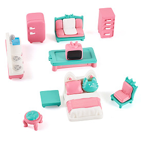 11 шт 11 стили пластиковая мебель мини модель, аксессуары для кукольного домика с микро-ландшафтом, притворяясь опорными украшениями