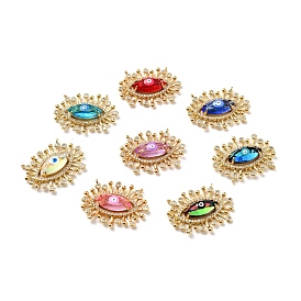 Rack Plating Brass Micro Pave Cubic Zirconia Pendants, with Enamel, Real 18K Gold Plated, Eye with Evil Eye, Cadmium Free & Nickel Free & Lead Free
