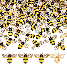100 pendentifs en strass en alliage pcs, Style émail, charmes d'abeilles