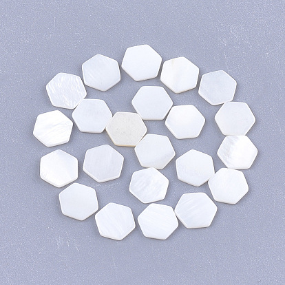 Cabochons de coquillages d'eau douce, hexagone