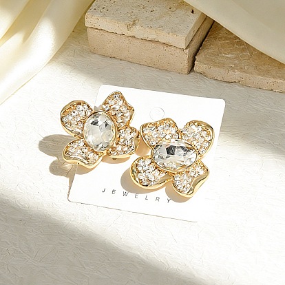 Legierte Strass-Ohrstecker für Frauen, Blume