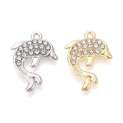 Подвески из сплава и хрустальных страз, прелести дельфинов