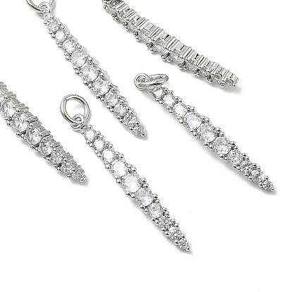 SHEGRACE Brass Micro Pave Cubic Zirconia Pendants, Cadmium Free & Nickel Free & Lead Free, Clear