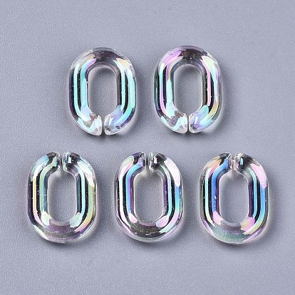 Anillos de enlace de acrílico transparente, conectores de enlace rápido, para hacer cadenas de bordillos, color de ab, oval
