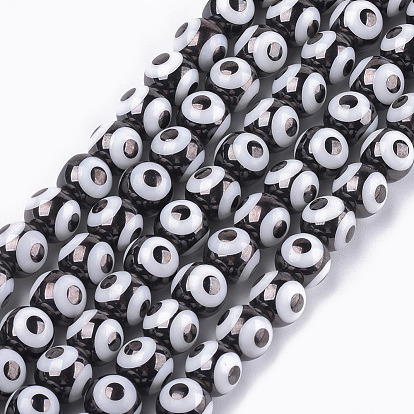 Electroplate Glass Beads Strands, Round with Evil Eye Pattern