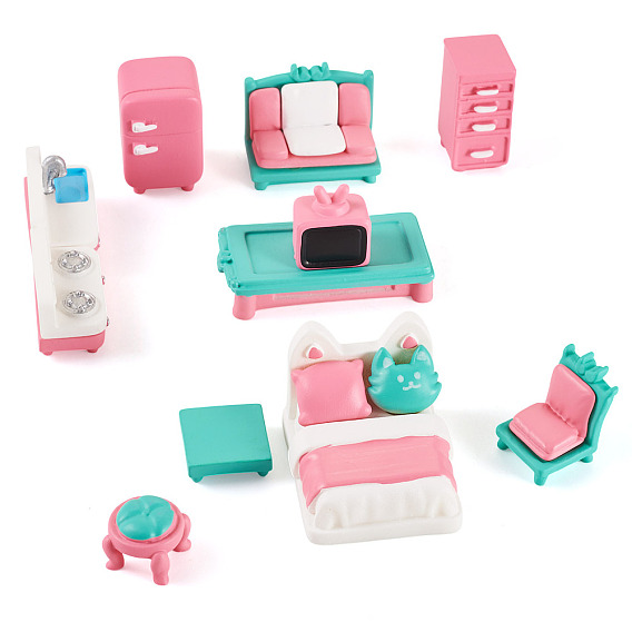 11 шт 11 стили пластиковая мебель мини модель, аксессуары для кукольного домика с микро-ландшафтом, притворяясь опорными украшениями