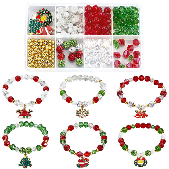 Наборы для изготовления браслетов своими руками, в том числе подвески из сплава эмали, бусины из стекла и полимерной глины со стразами, эластичная хрустальная струна, латунные бусины и кольца для прыжков