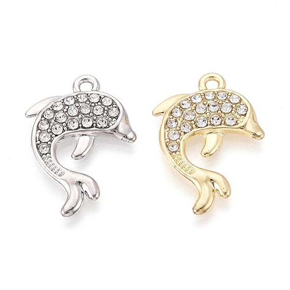 Подвески из сплава и хрустальных страз, прелести дельфинов