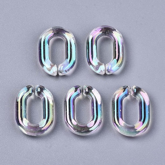 Transparent Acrylic Linkings Rings, Quick Link Connectors, For Curb Chains Making, AB Color, Oval