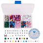 DIY Bracelet Making, with Acrylic Beads, Glass Seed Beads, Alloy Beads, Crystal Thread and Organizer Storage Plastic Box