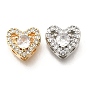 Латунные микро-паве прозрачные кубические цирконии и стеклянные многорядные звенья, без кадмия, без никеля и без свинца, сердце