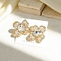 Alloy Rhinestone Stud Earrings for Women, Flower