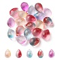 20Pcs 5 Colors Two Tone Transparent Spray Painted Glass Charms, with Gold Foil, Frosted Teardrop Charms