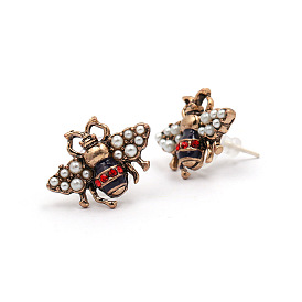 Honey Inlaid Pearl Diamond Earrings - European and American Style Jewelry 51195.