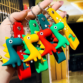 Cute Cartoon Silicone Dinosaur Pendant Keychain, for Car Key Bag Gift Keyring