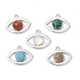 Подвески в виде глаз из натурального красного агата, унакита, синтетической бирюзы и опалита, с настройки сплава, смешанные окрашенные и неокрашенные