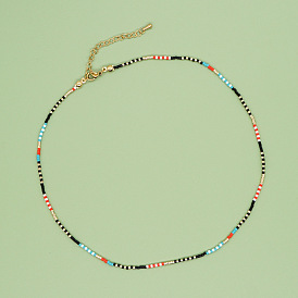 Цепочка на ключицу из нержавеющей стали в богемном стиле, плетеное ожерелье ручной работы из бисера