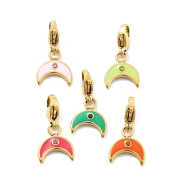 304 подвеска из эмали из нержавеющей стали, серп, с когтя омара застежками и стразами, ионное покрытие (ip), реальный 14 k позолоченный