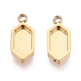 304 компонент подвески-кабошона из нержавеющей стали, шестиугольник, ионное покрытие (ip)