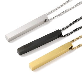201 Stainless Steel Pendant Necklaces, Rectangle