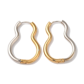 Gourd Ion Plating(IP) 304 Stainless Steel Two Tone Hoop Earrings for Women