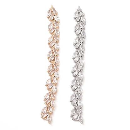 Большие подвески из прозрачного стекла с инкрустацией из латуни, Прямоугольник и лист