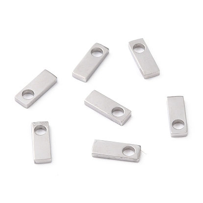 304 Stainless Steel Pendants, Manual Polishing, Rectangle