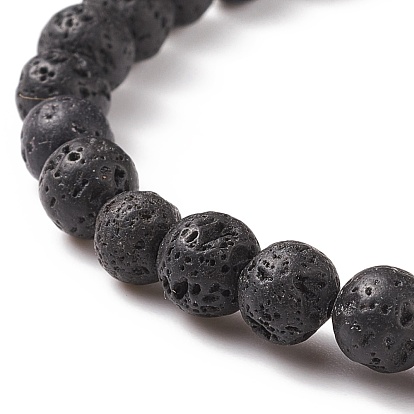 Natural Lava Rock & Gemstone Beaded Stretch Bracelet, Cross Evil Eye Natural Freshwater Shell Bead Bracelets