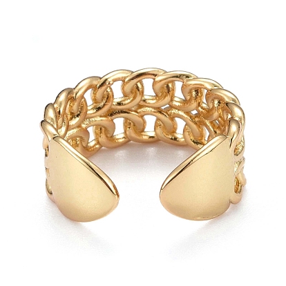 Brass Cuff Rings, Open Rings, Long-Lasting Plated, Curb Chain Shape