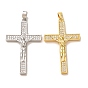 Easter Brass Micro Pave Clear Cubic Zirconia Pendants, Crucifix Charms