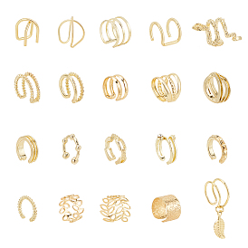 20шт 20 стильные многолинейные и листовые и крестообразные серьги-манжеты из сплава и железа для женщин