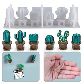 Moldes de silicona para decoración de nevera con forma de maceta de cactus diy, moldes de resina, para la fabricación artesanal de resina uv y resina epoxi