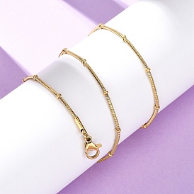 1.2мм 304 ожерелья из круглой змейки из нержавеющей стали с бусинами-рондель, с карабин-лобстерами , ионное покрытие (ip)