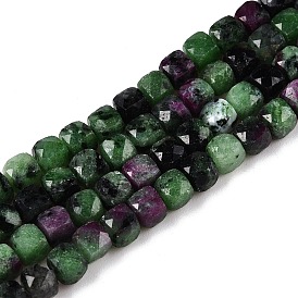 Natural Ruby in Zoisite Beads Strands, Faceted, Cube