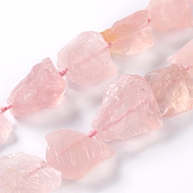 Perles et brins de quartz rose brut naturel de Madagascar, nuggets