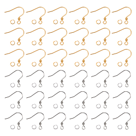 200 шт. 2 стиль 304 крючки для серег из нержавеющей стали, с горизонтальными петлями и соединительными кольцами 200шт.