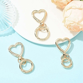 3 Pcs anillos de resorte de aleación para puerta, corazón, con cierres giratorios