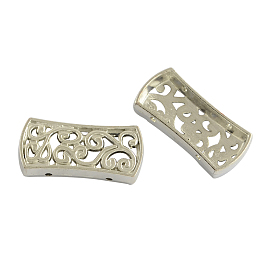 Tibetan Style Alloy Hollow Multi-Strand Links, Rectangle, Cadmium Free & Lead Free, 25x12x4mm, Hole: 1mm