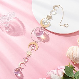 Стекло каплевидное окно висит ловцы солнца, латунное звено «солнце и луна» для наружного и садового декора